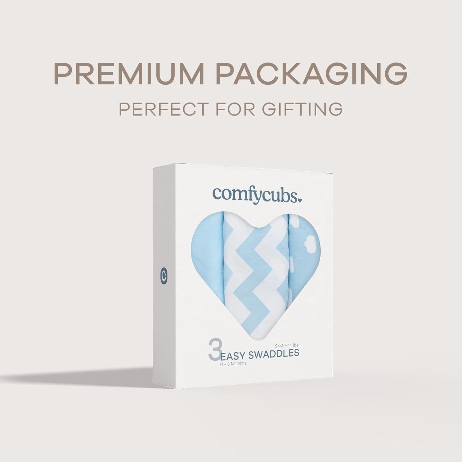 Manta de Envoltura Comfy Cubs 100% Algodón Azul 3 Paquetes