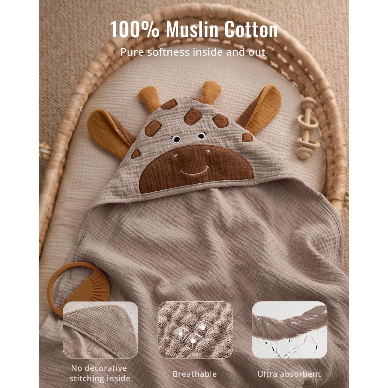 Toalla con Capucha de Muselina Blissful Diary Jirafa 81x81cm