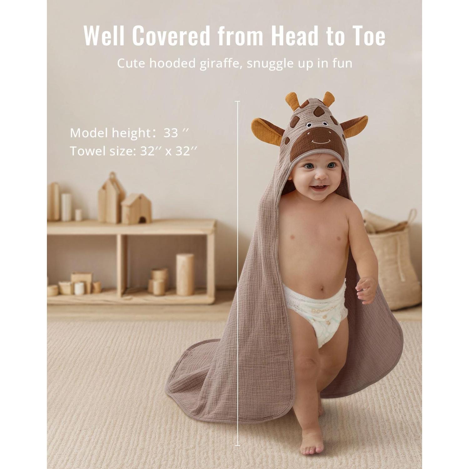 Toalla con Capucha de Muselina Blissful Diary Jirafa 81x81cm