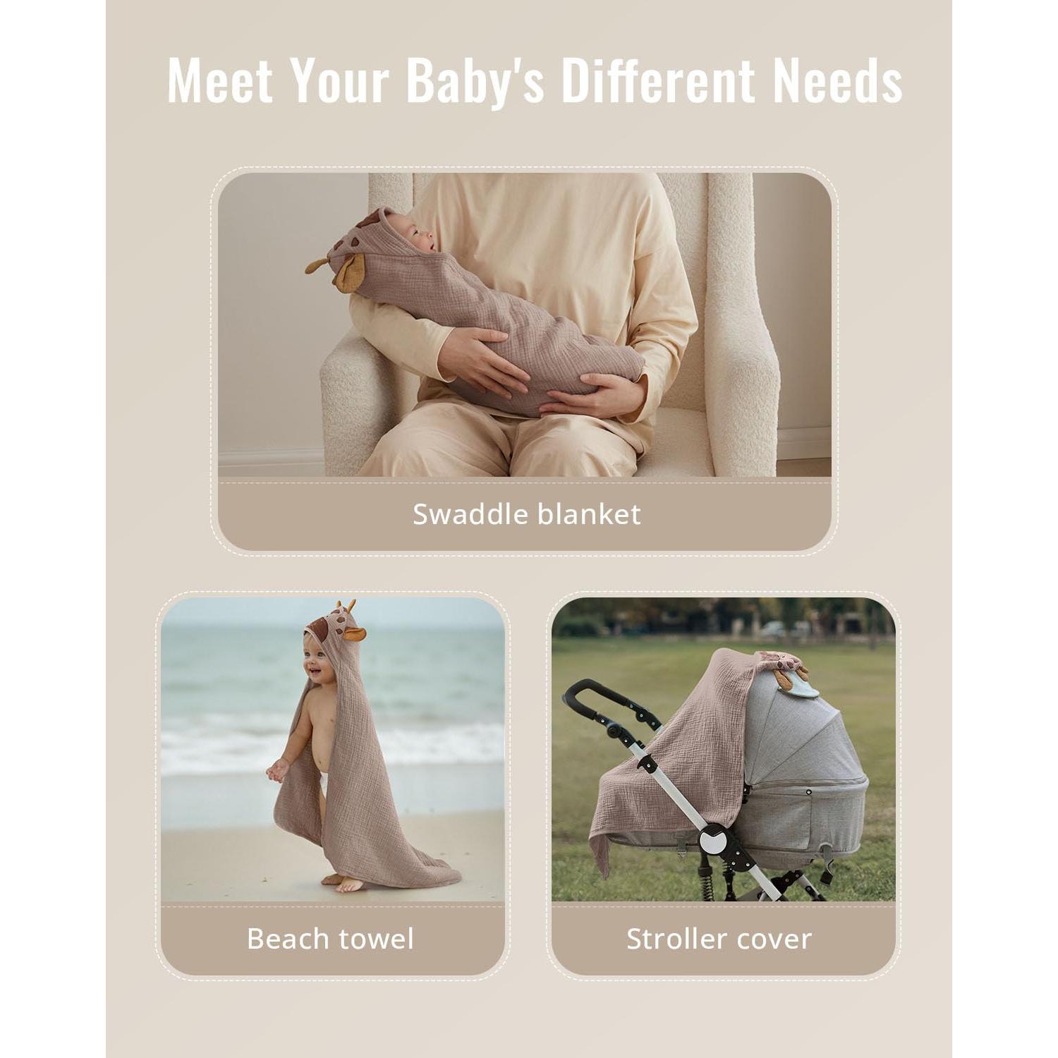 Toalla con Capucha de Muselina Blissful Diary Jirafa 81x81cm