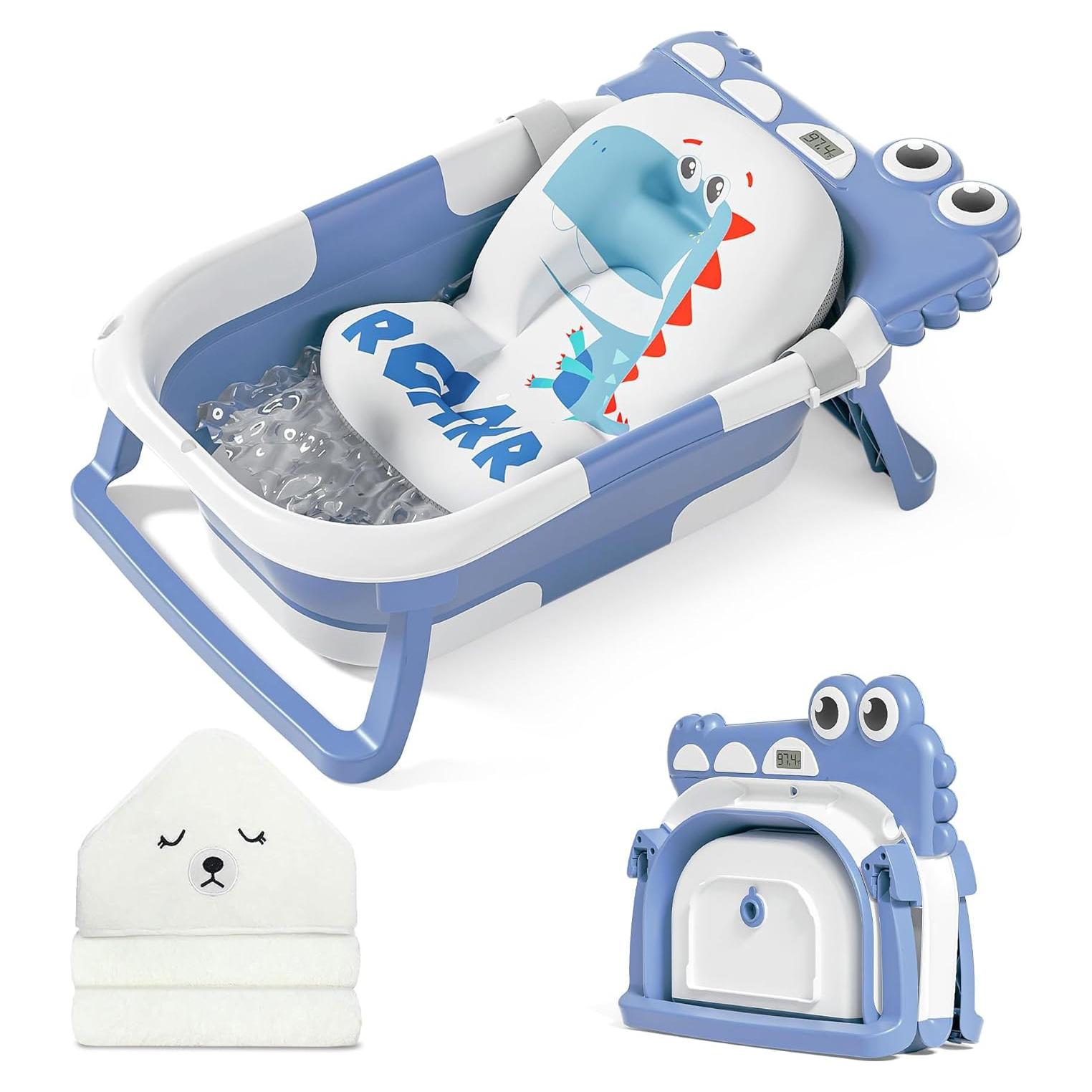 Bañera Plegable para Bebés MoreFeel con Termómetro y Toalla
