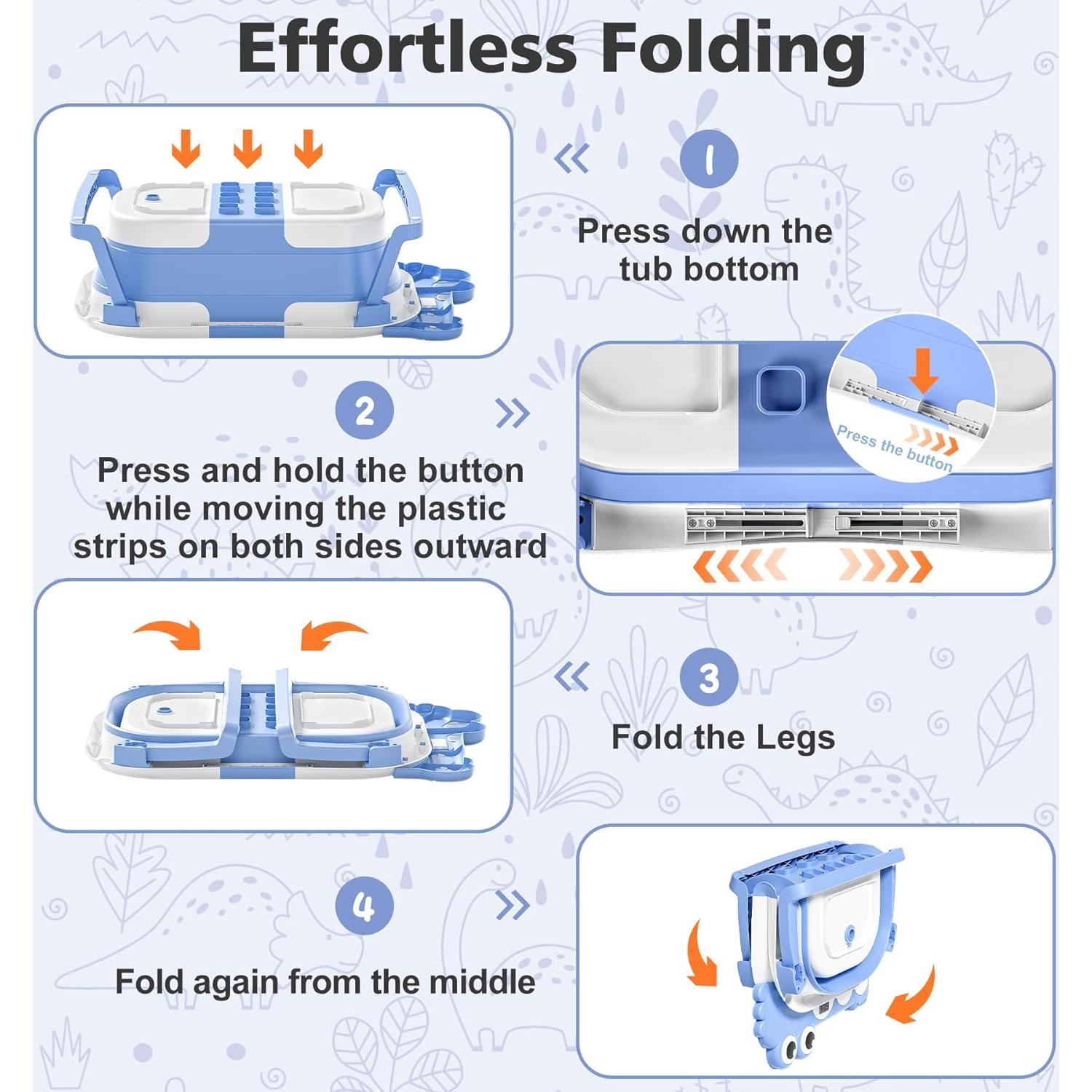 Bañera Plegable para Bebés MoreFeel con Termómetro y Toalla