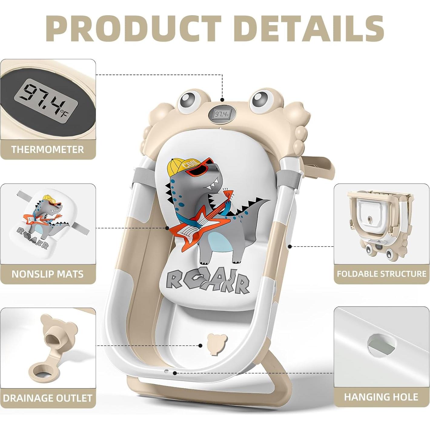 Bañera Plegable para Bebés WyfKyd con Monitor de Temperatura