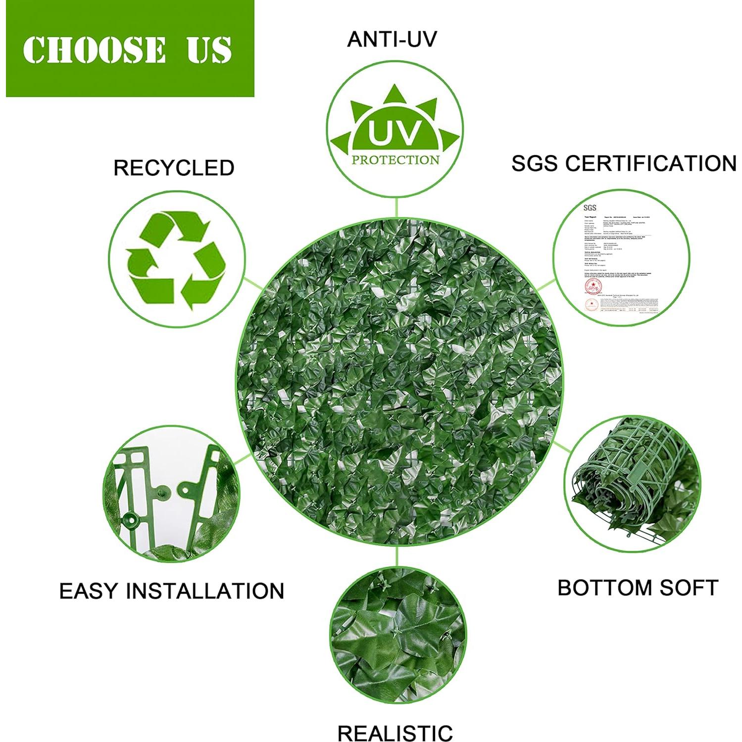 Seto Artificial de Hiedra Bybeton 101,6x406,4 cm Verde