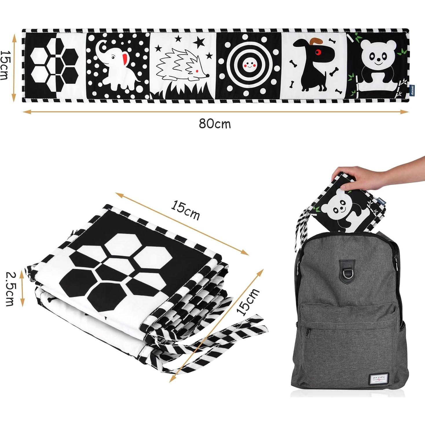 Libro de Tela para Bebés Vicloon en Blanco y Negro 0-6 Meses