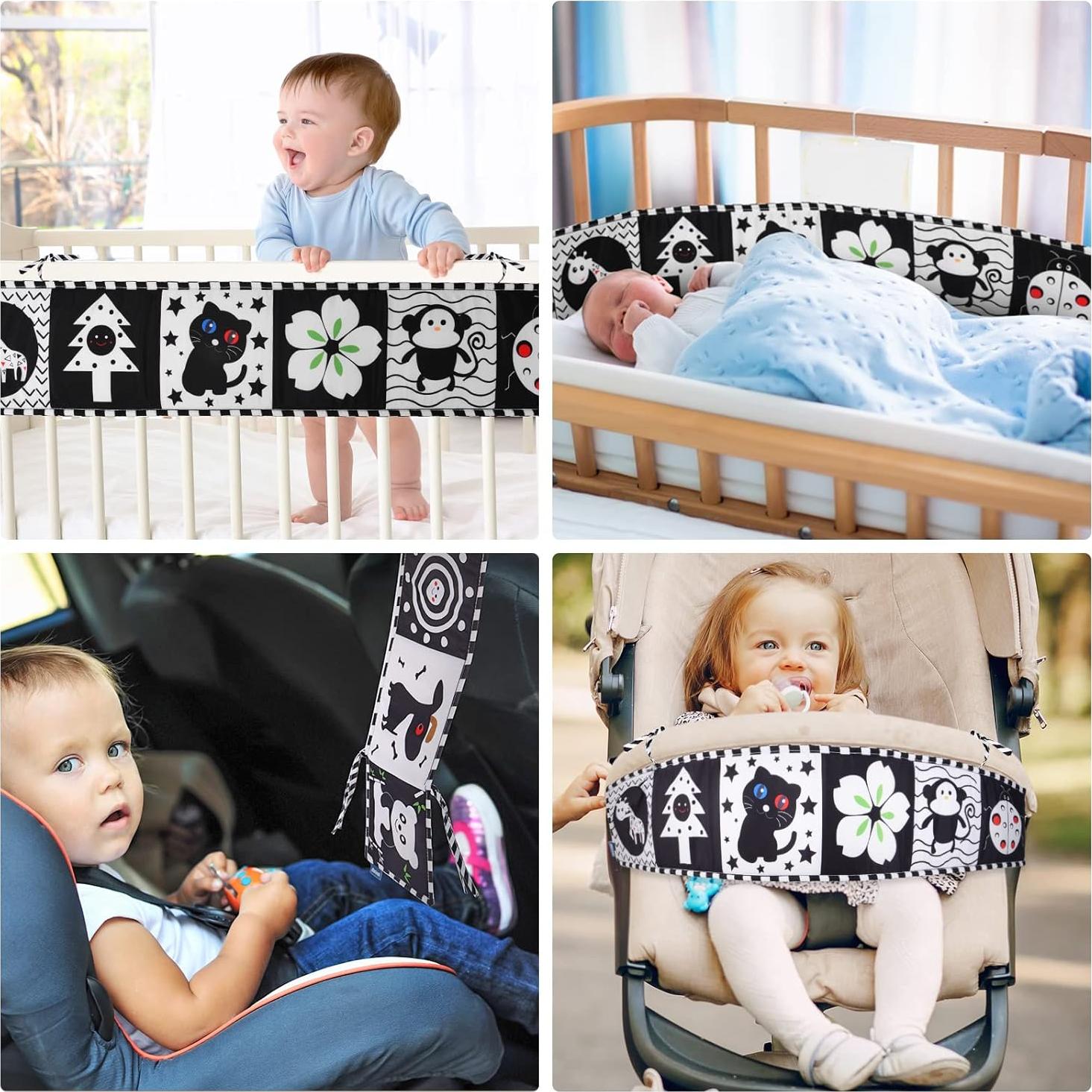 Libro de Tela para Bebés Vicloon en Blanco y Negro 0-6 Meses