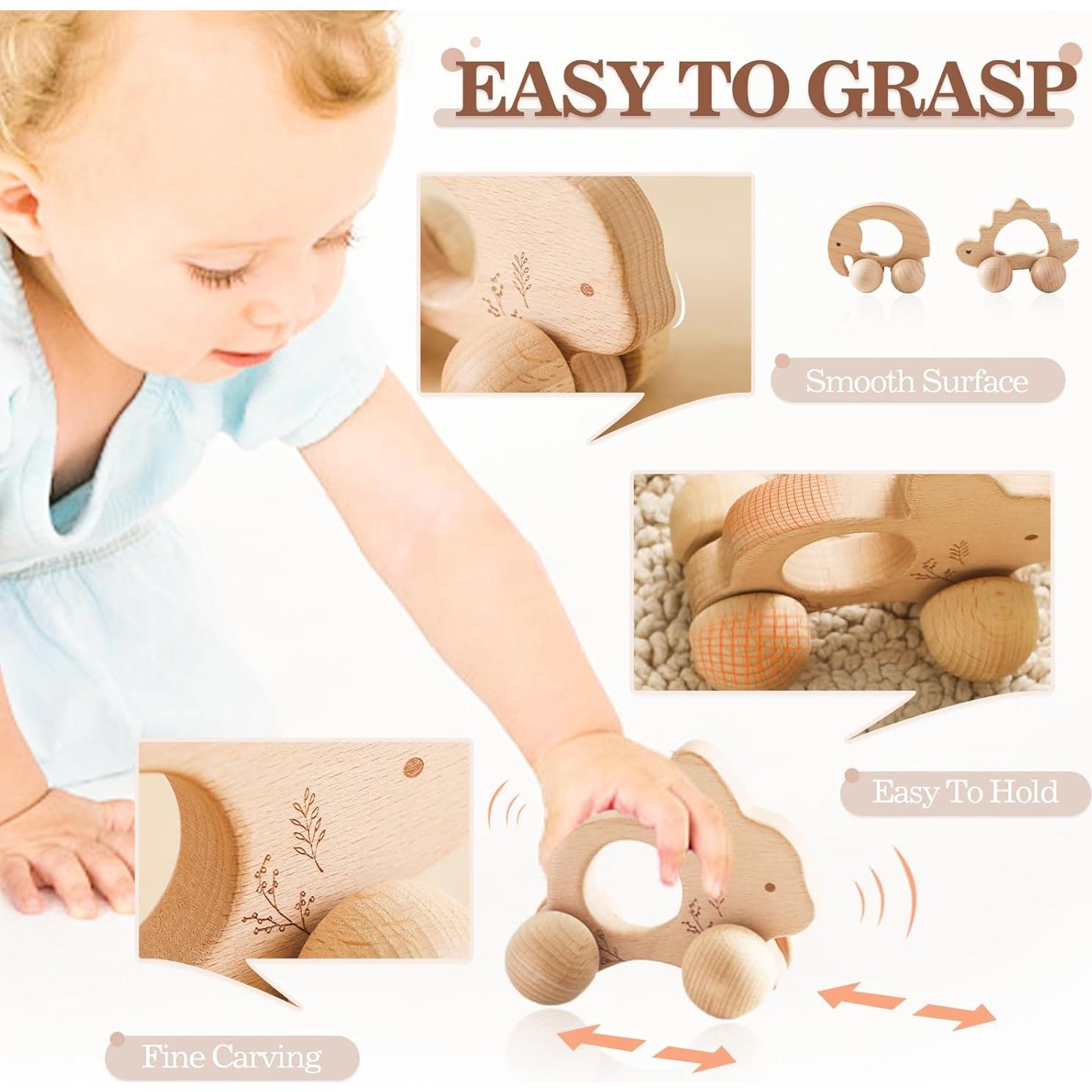 Sonajeros de Madera Orgánica 3 PCS - Let's Make Elefante