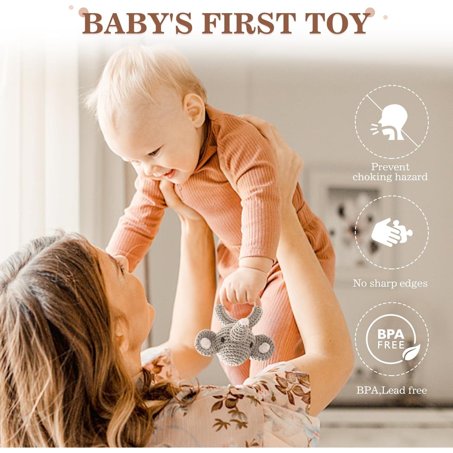 Sonajeros de Madera Orgánica 3 PCS - Let's Make Elefante