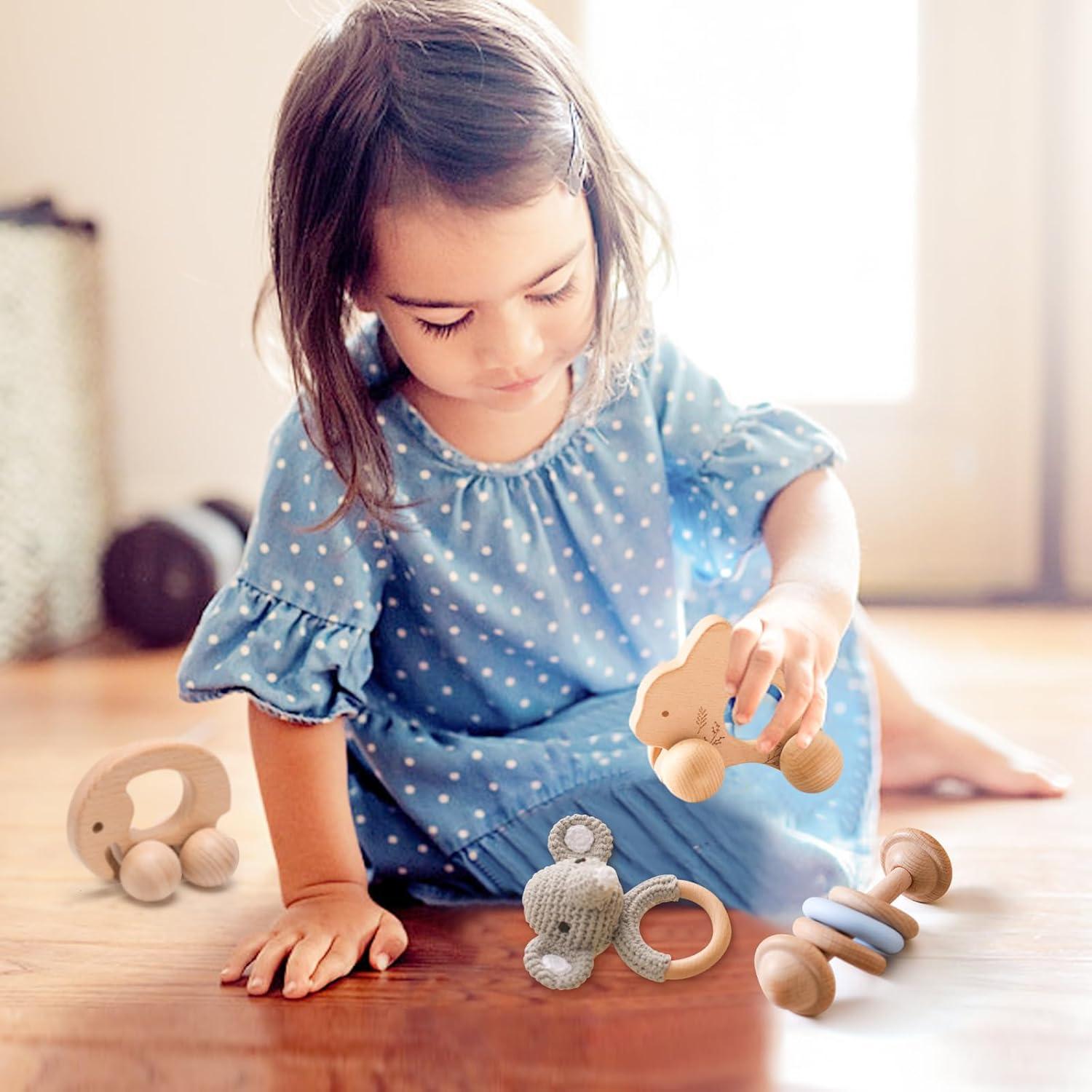 Sonajeros de Madera Orgánica 3 PCS - Let's Make Elefante