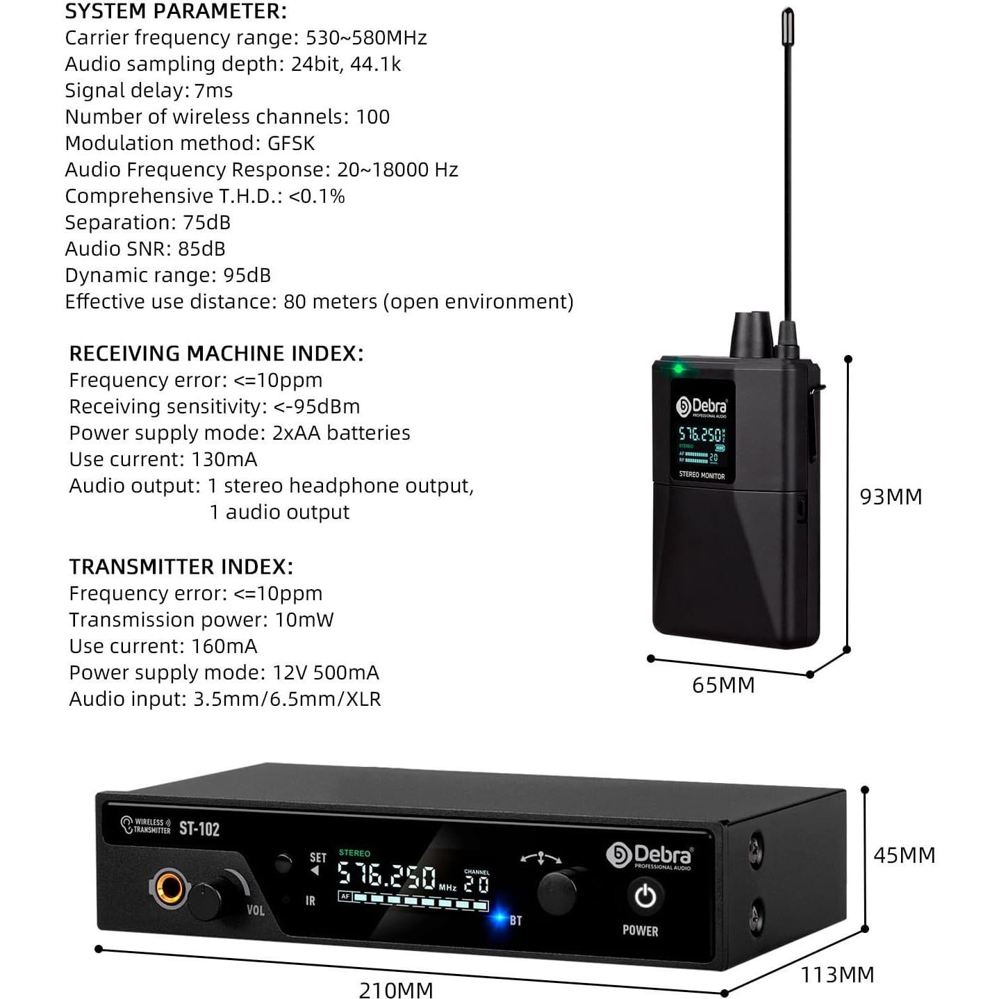 Sistema Inalámbrico Estéreo UHF D Debra ST-102 con Bodypack