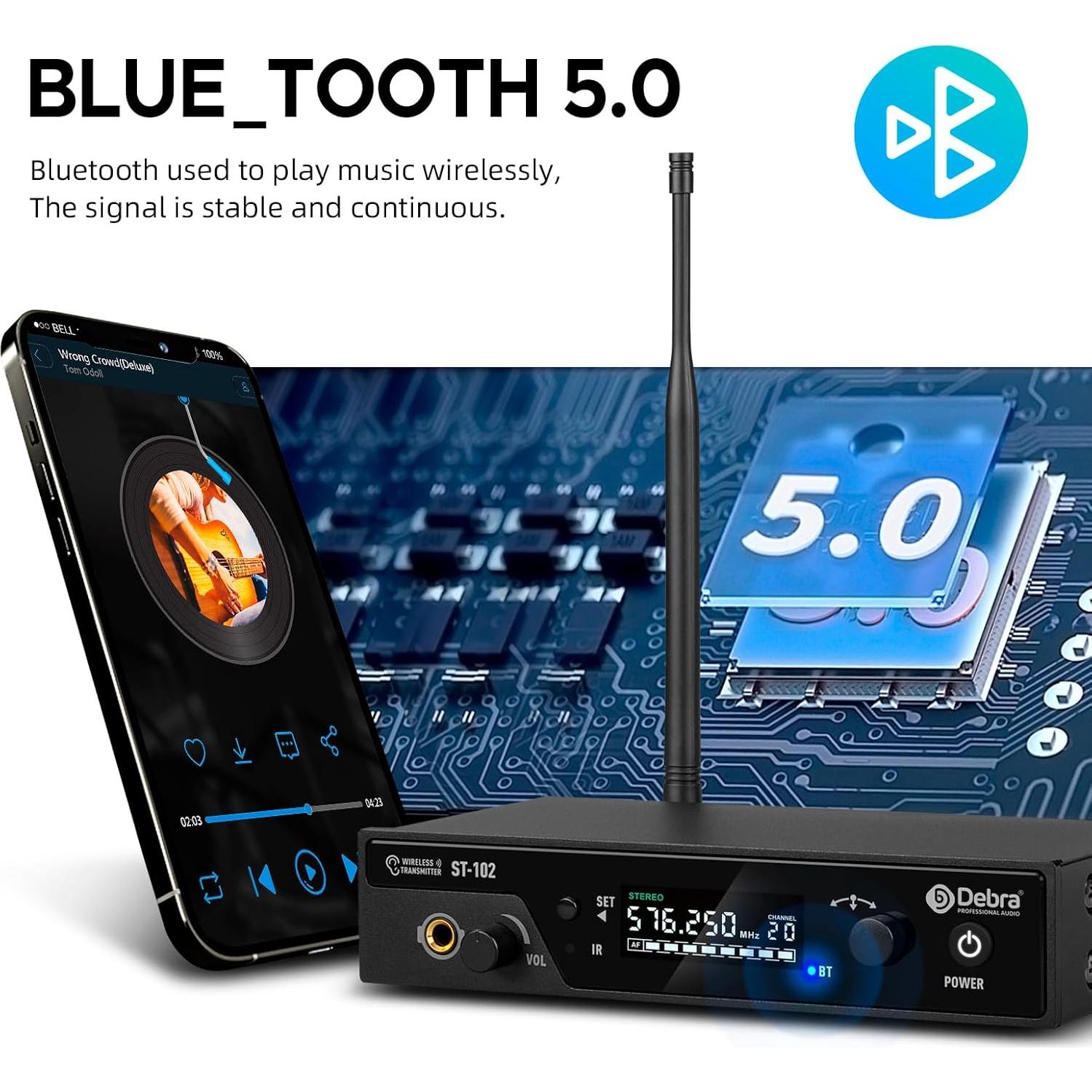 Sistema Inalámbrico Estéreo UHF D Debra ST-102 con Bodypack