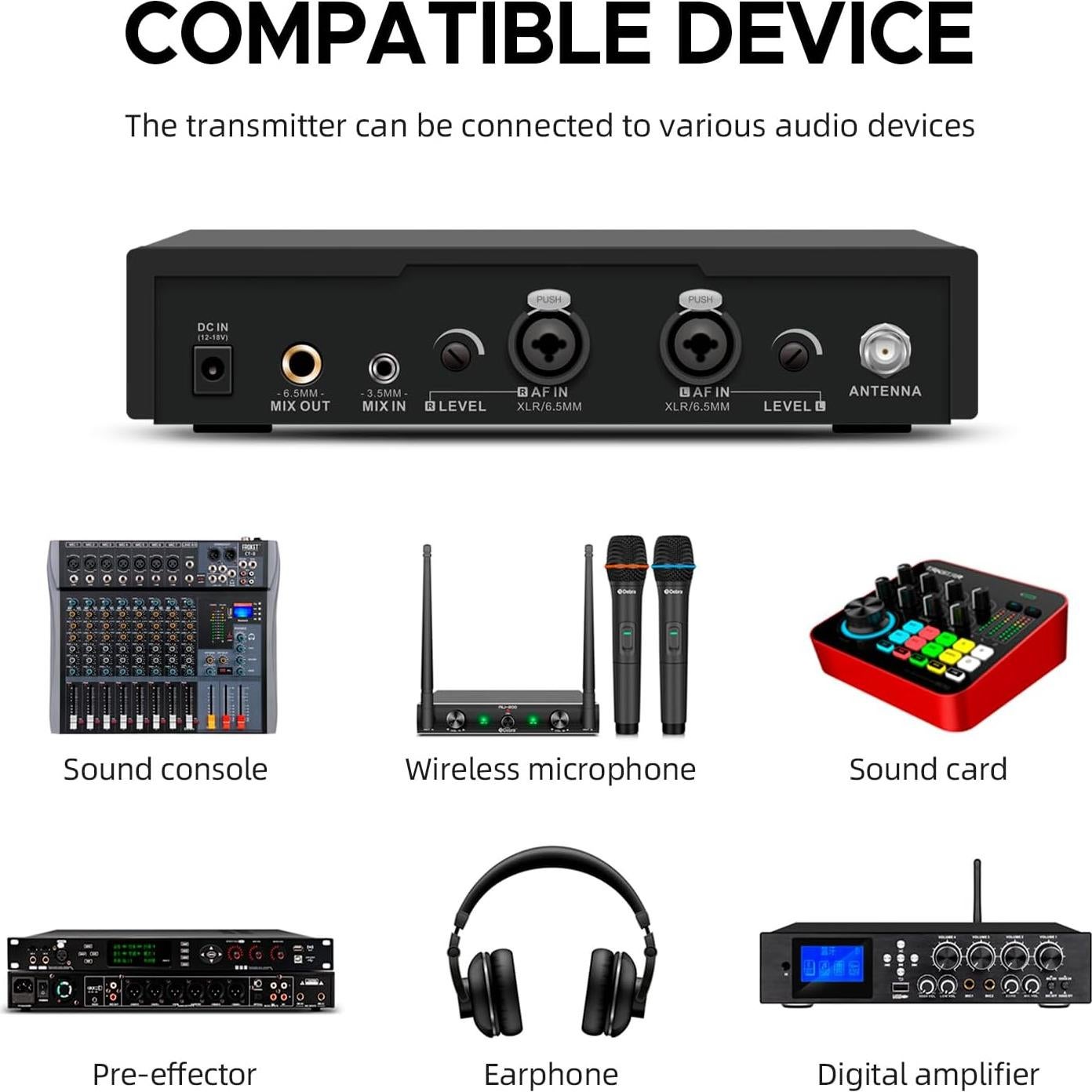 Sistema Inalámbrico Estéreo UHF D Debra ST-102 con Bodypack