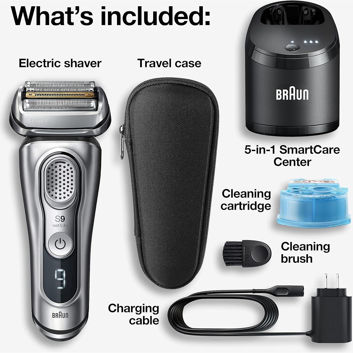 Afeitadora Eléctrica Braun Serie 9 9370cc con Estación de Limpieza