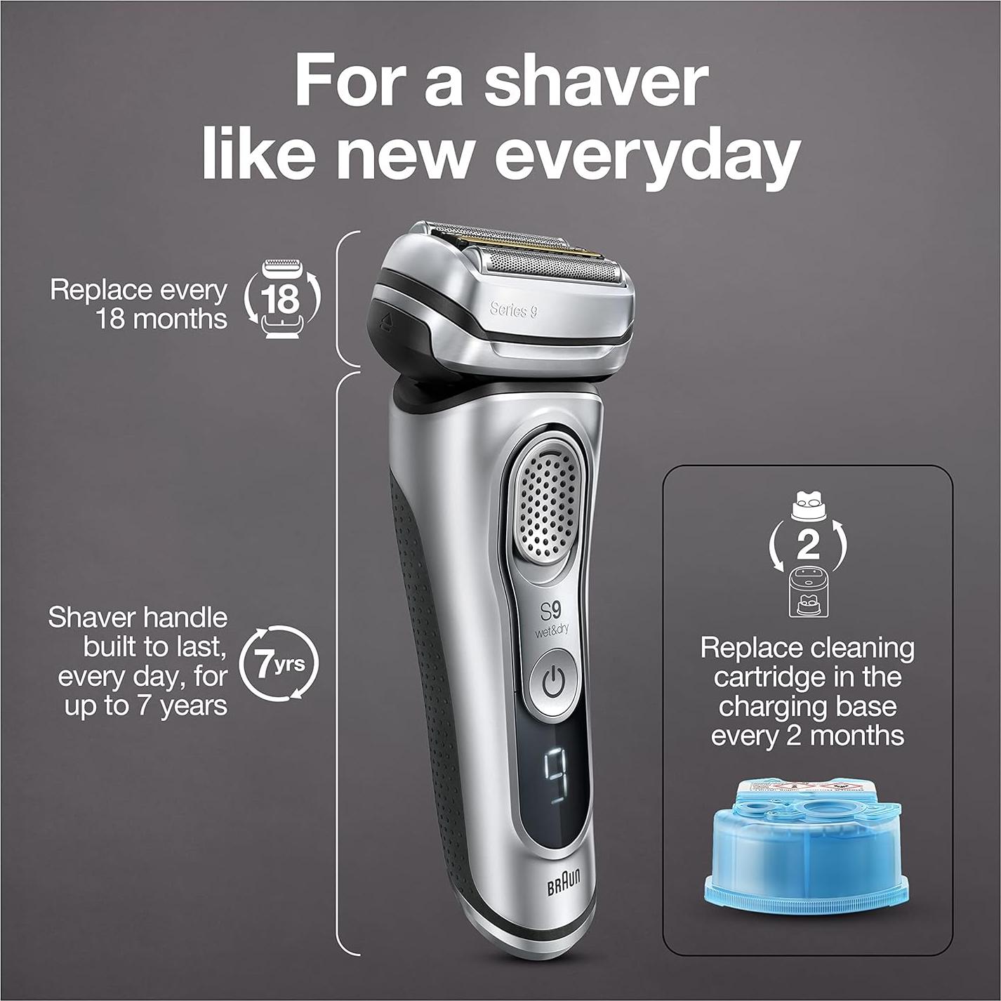 Afeitadora Eléctrica Braun Serie 9 9370cc con Estación de Limpieza