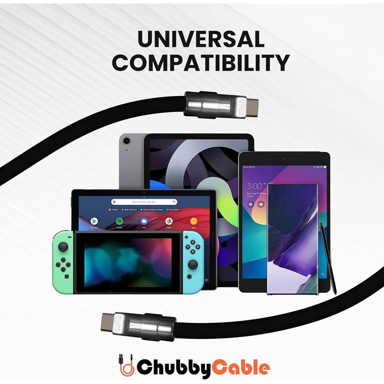 Cable Chubbycable Samurai Negro USB-C 0.5m Carga Rápida