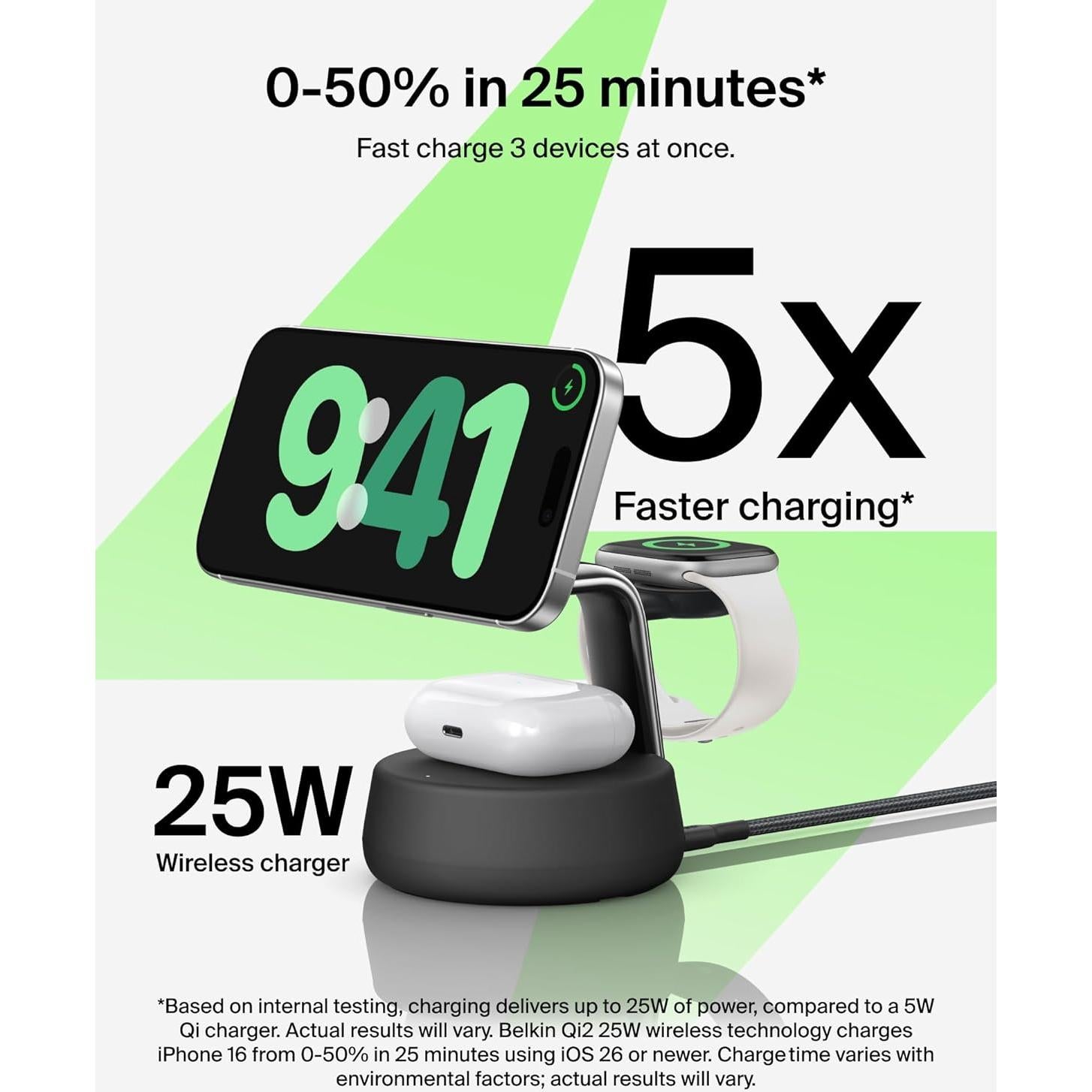 Cargador Inalámbrico 3-en-1 Belkin UltraCharge Pro 25W