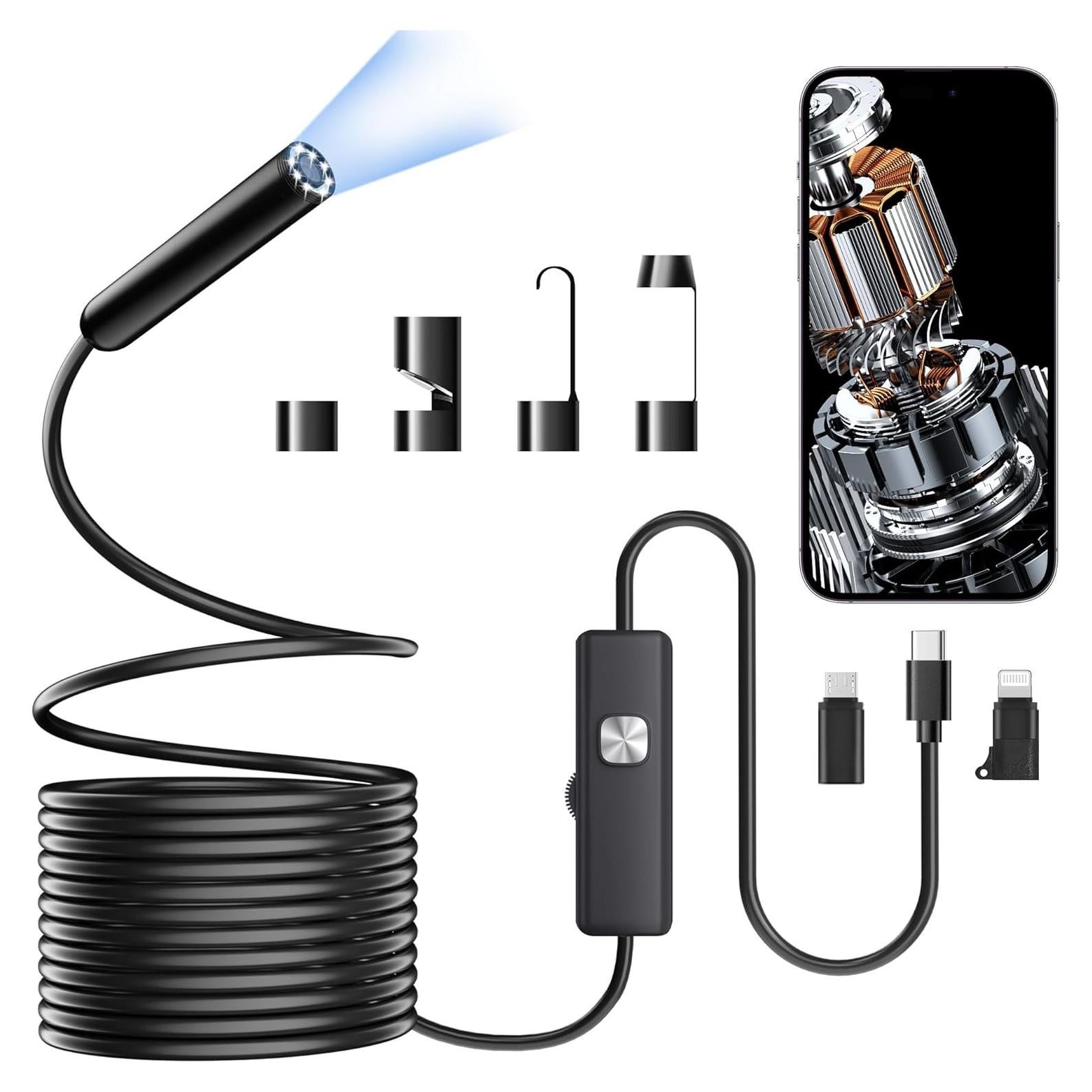 Endoscopio PAPIBLU 1920P HD 5m con Luz LED Ajustable