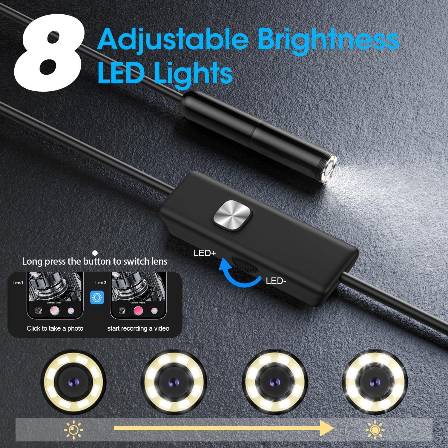 Endoscopio PAPIBLU 1920P HD 5m con Luz LED Ajustable