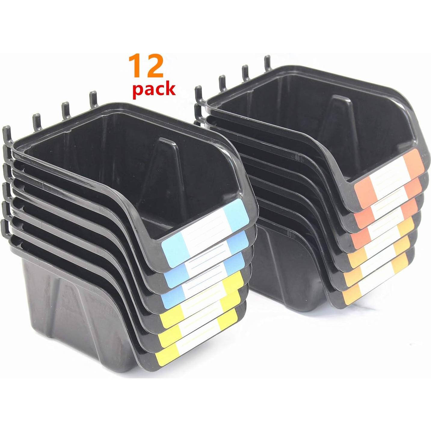 Kit de 12 Bins Negros para Pegboard Colorstorm - Almacenamiento