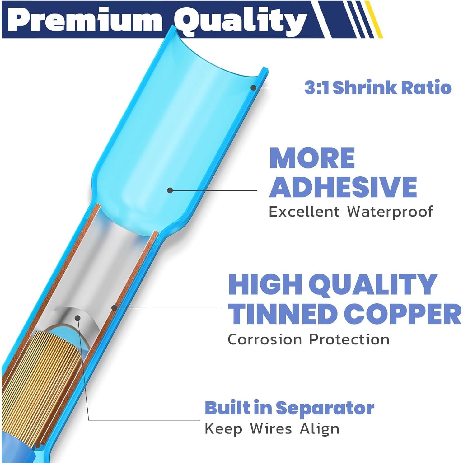 Conectores Termorretráctiles Haisstronica 80PCS AWG 26-10 Impermeables