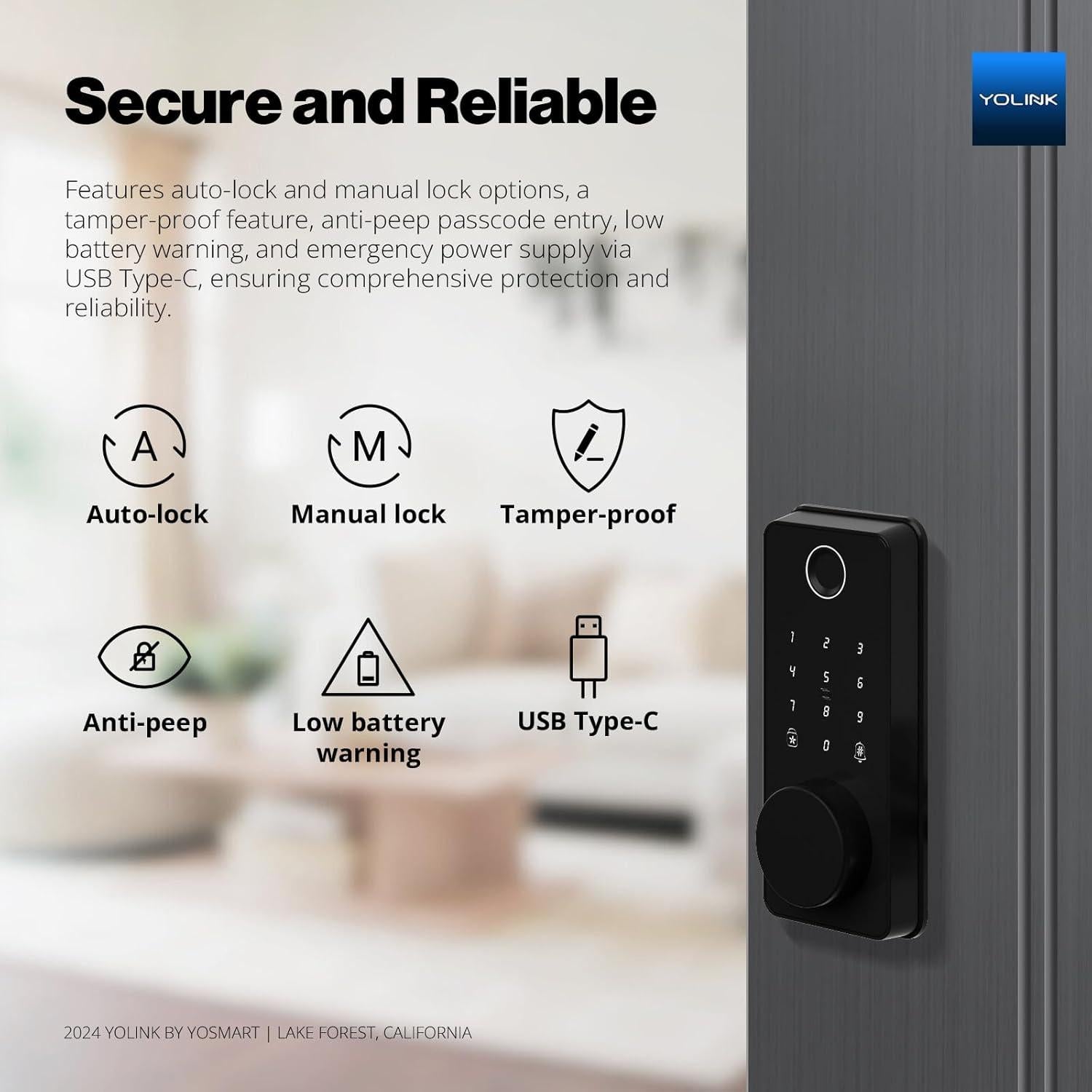 Cerradura Inteligente YoLink con Huella Dactilar y App