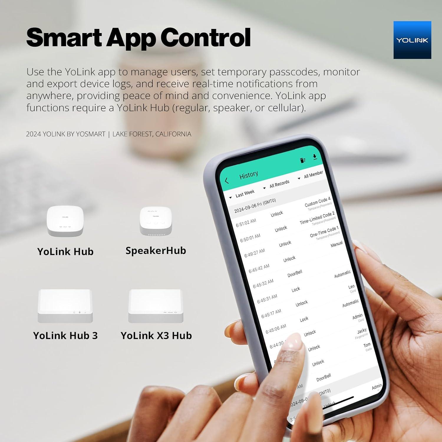 Cerradura Inteligente YoLink con Huella Dactilar y App
