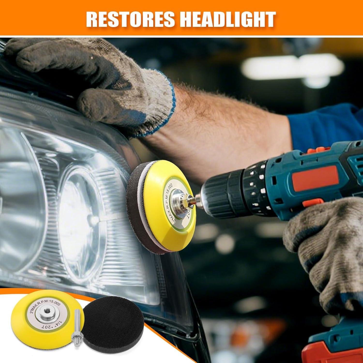 Kit de Restauración de Faros POLIWELL 52 Piezas 3" Lijado