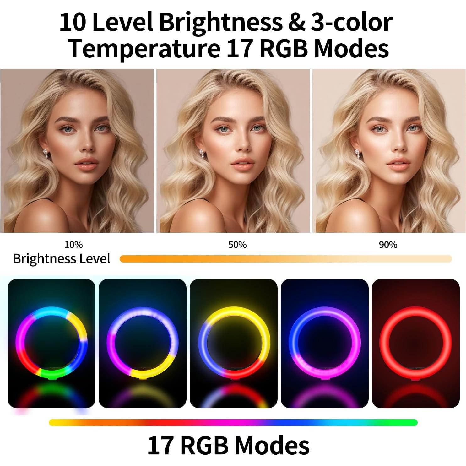 Trípode Inteligente yAyusi 360° con Luz Anular de 10"