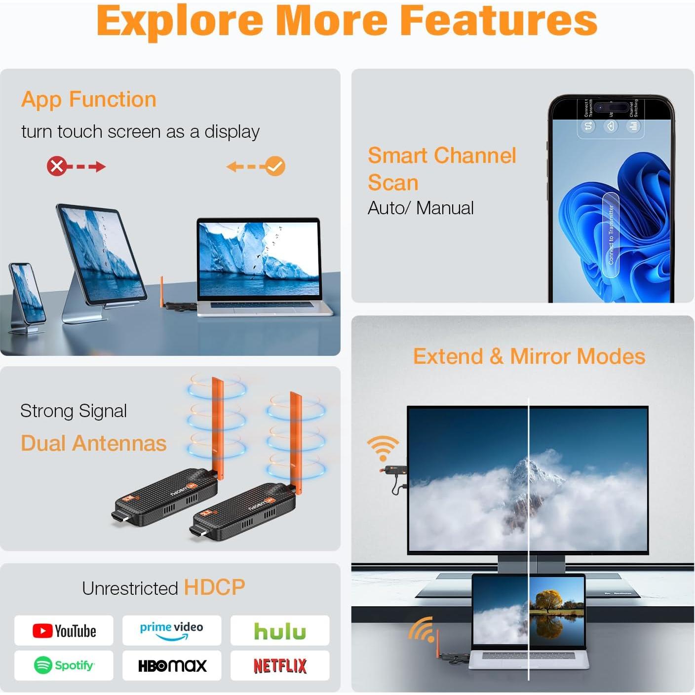 Transmisor y receptor HDMI inalámbrico WELUSOPU 50m 6 receptores