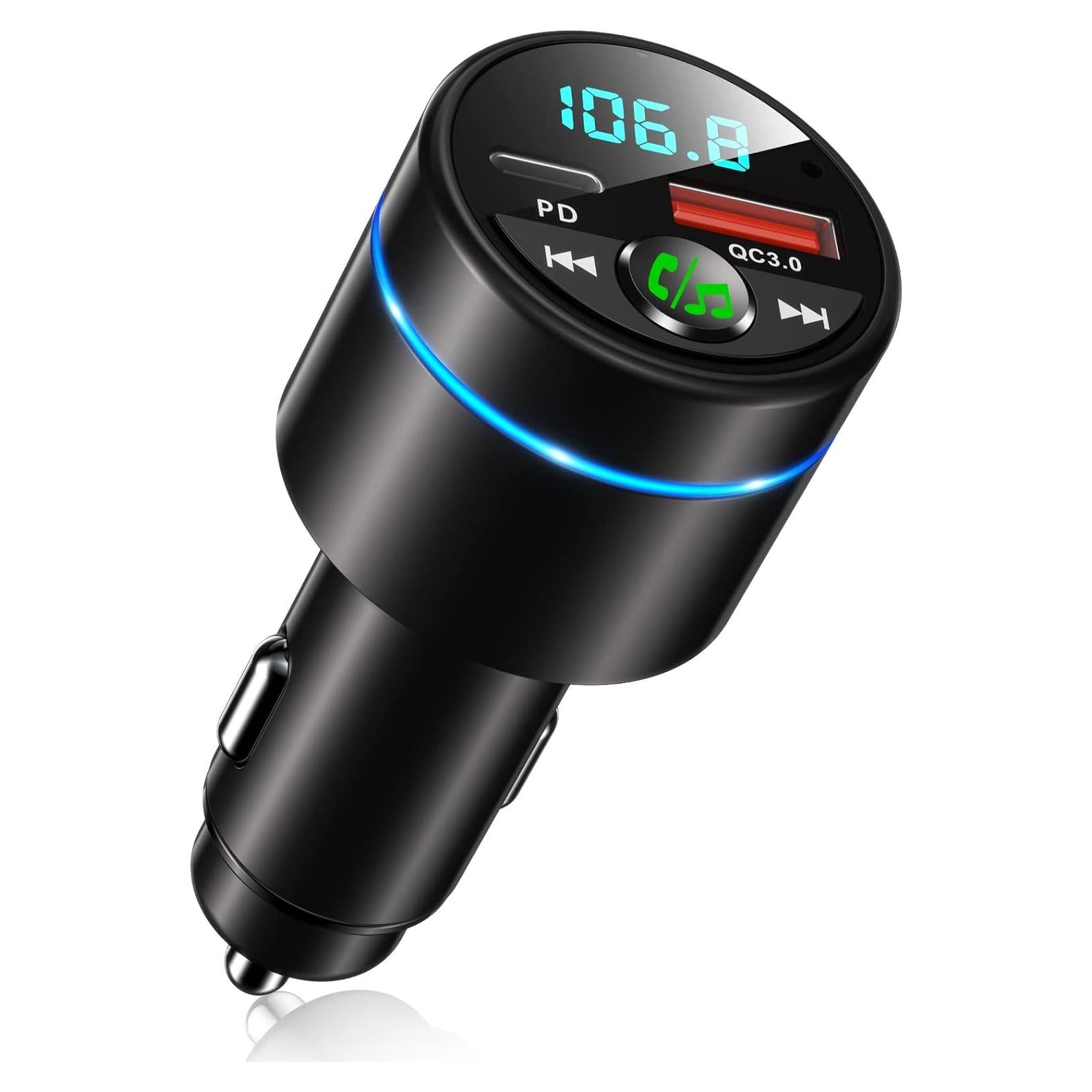 Transmisor FM Bluetooth 5.3 RIWUSI con Cargador Rápido 30W