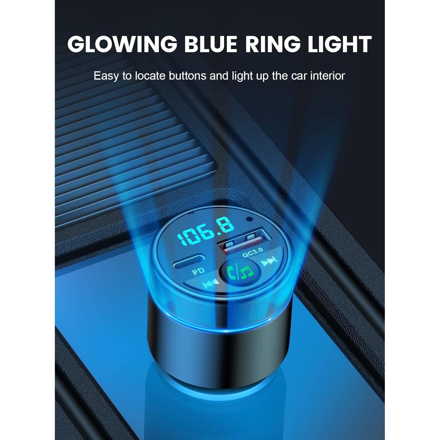 Transmisor FM Bluetooth 5.3 RIWUSI con Cargador Rápido 30W