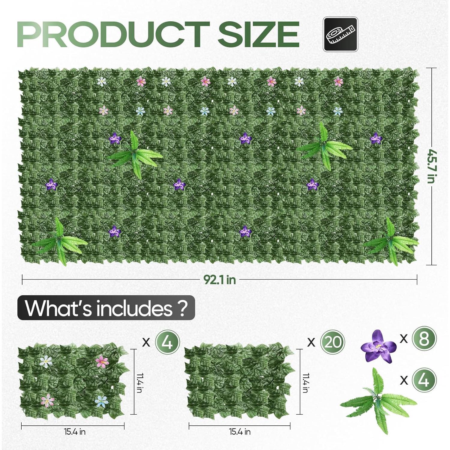 LIANTRAL Panel de Hiedra Artificial 2.71m² 24 Piezas