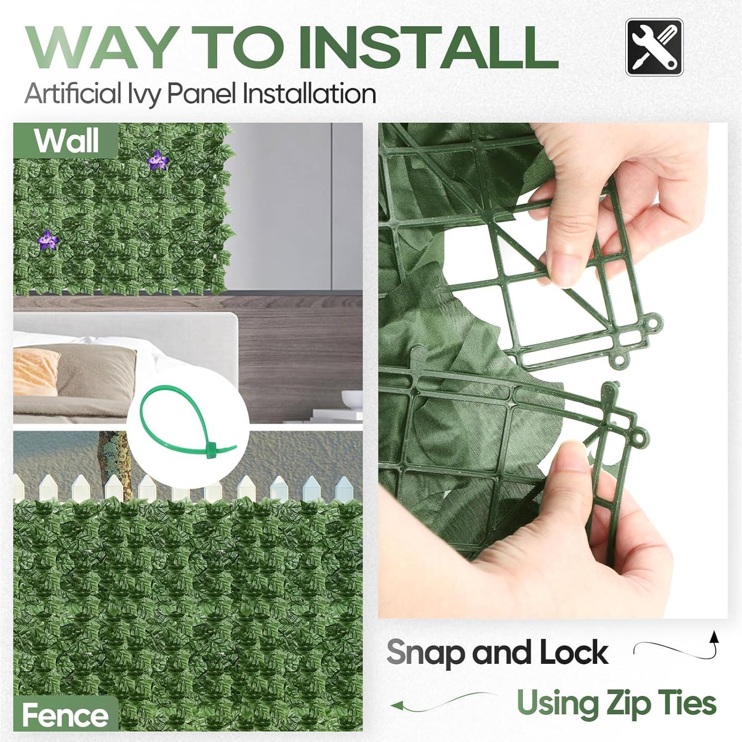 LIANTRAL Panel de Hiedra Artificial 2.71m² 24 Piezas