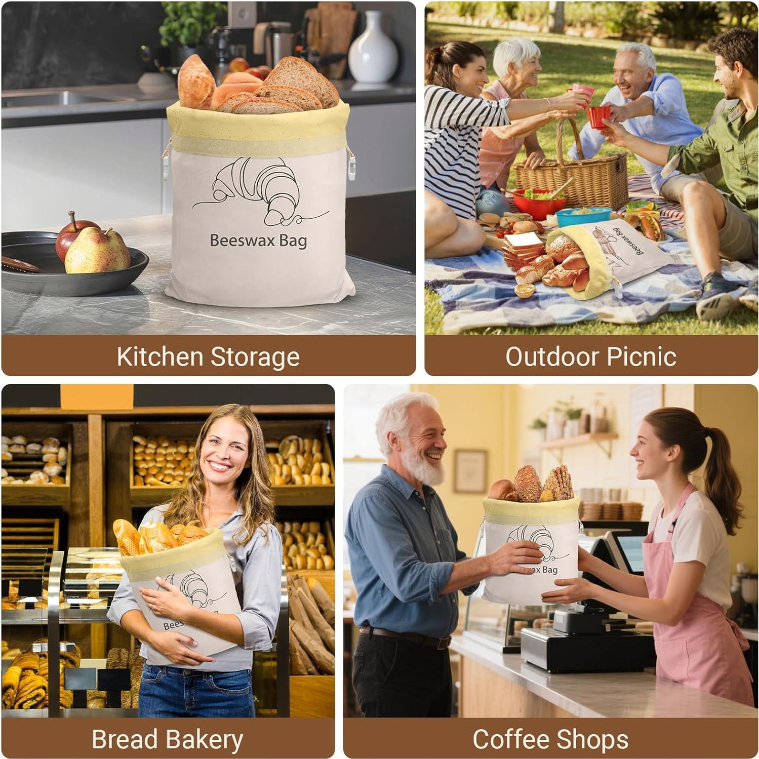 Bolsas de Pan de Cera de Abeja NIKKOUR 32.5x42.7cm Reutilizables