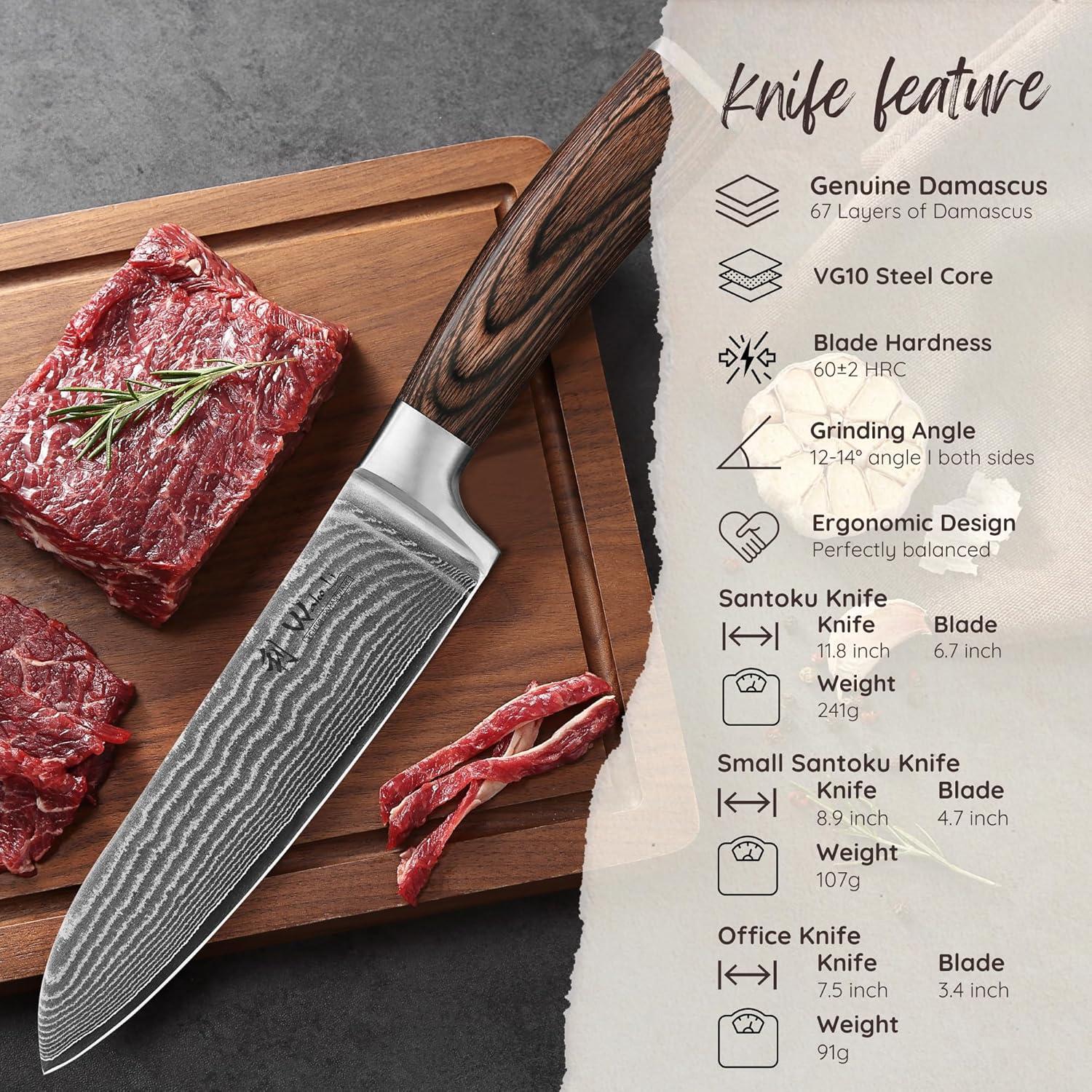 Set de Cuchillos de Chef Wakoli EDIB 3 Piezas Damasco VG10