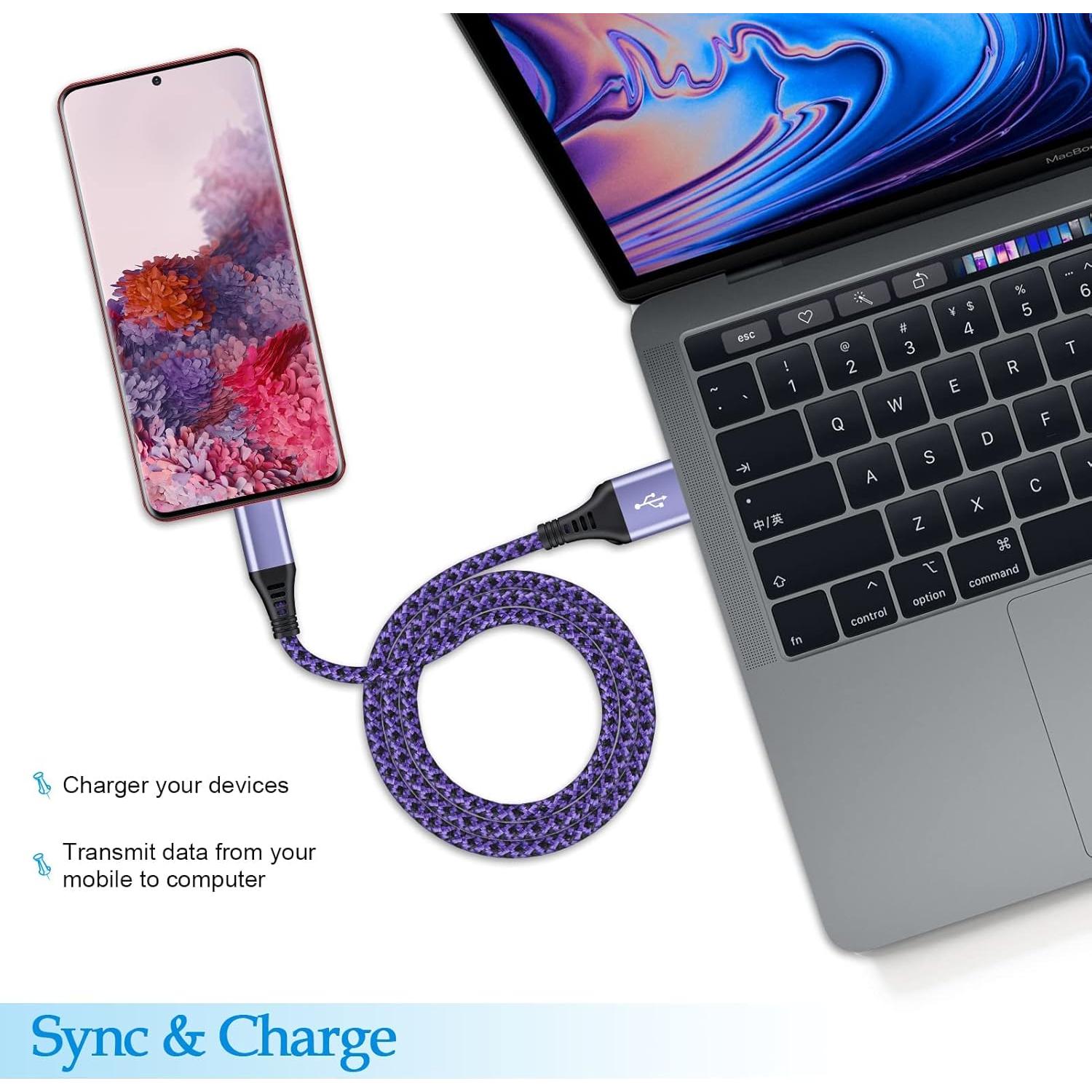 Cable USB Tipo C Carga Rápida 1.83m 2-Pack Kdiemees