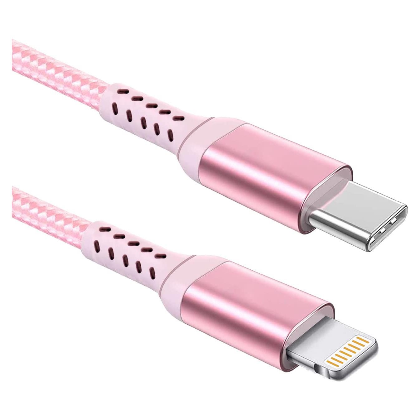 Cable USB-C a Lightning Awnuwuy 3M Rosa Carga Rápida 20W