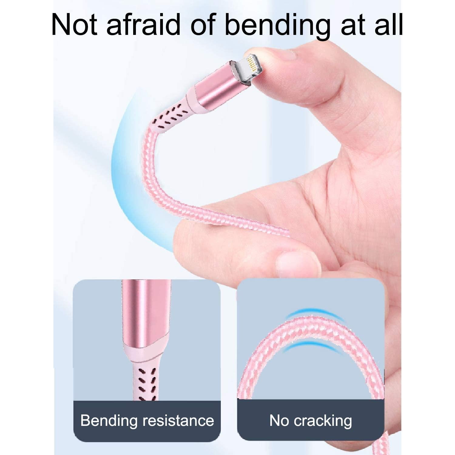 Cable USB-C a Lightning Awnuwuy 3M Rosa Carga Rápida 20W