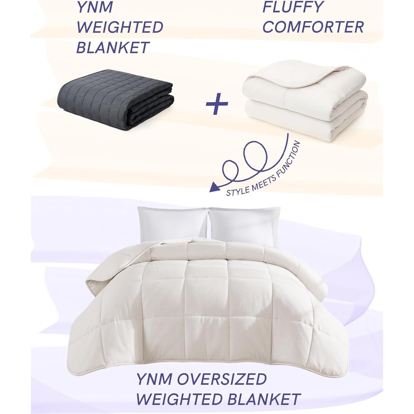 Manta con Peso YnM 6.8kg Beige Neutro 228.6x167.6cm