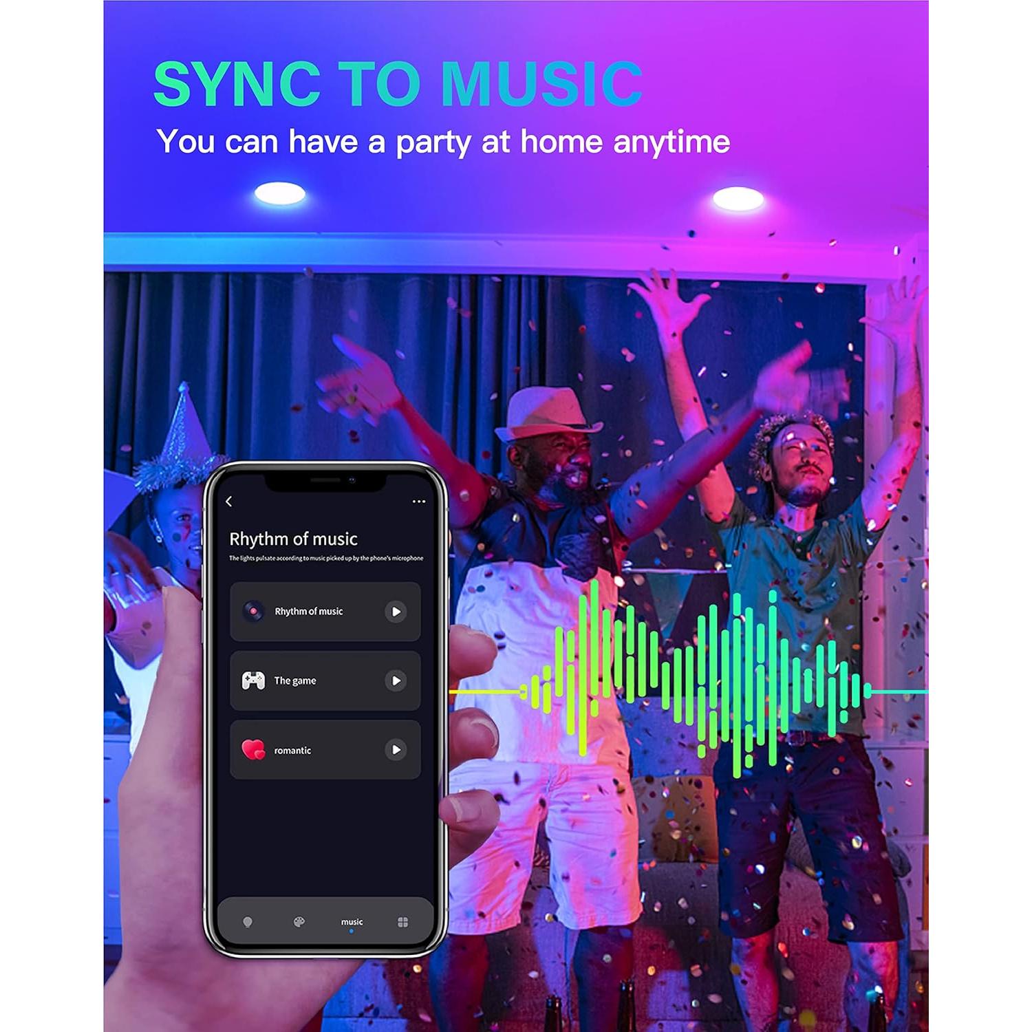 Paquete de 16 luces LED empotradas inteligentes 4" POWERASIA 9W