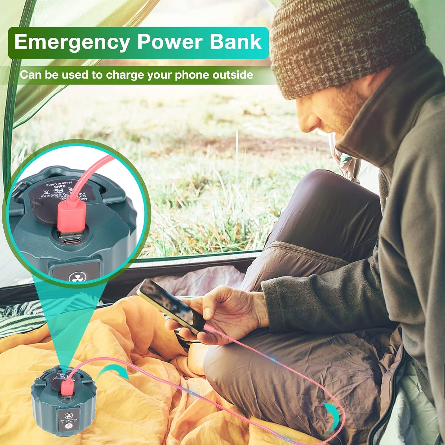 Ventilador de Camping DUKUSEEK con Control Remoto y Luz LED