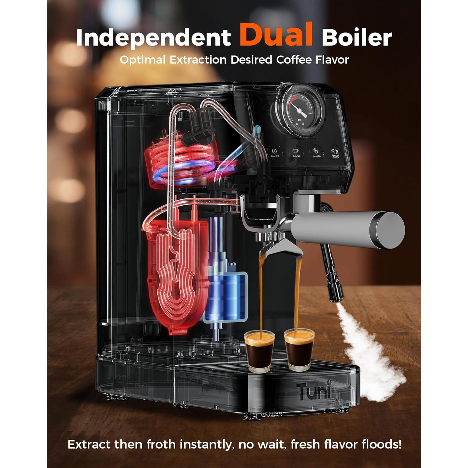 Cafetera Espresso Tuni E2+BP Set 58mm Semiautomática