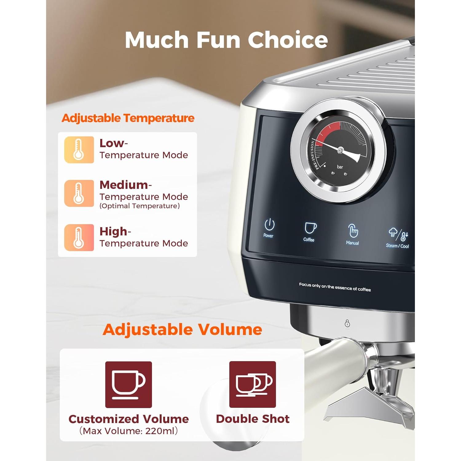 Cafetera Espresso Tuni E2+BP Set 58mm Semiautomática