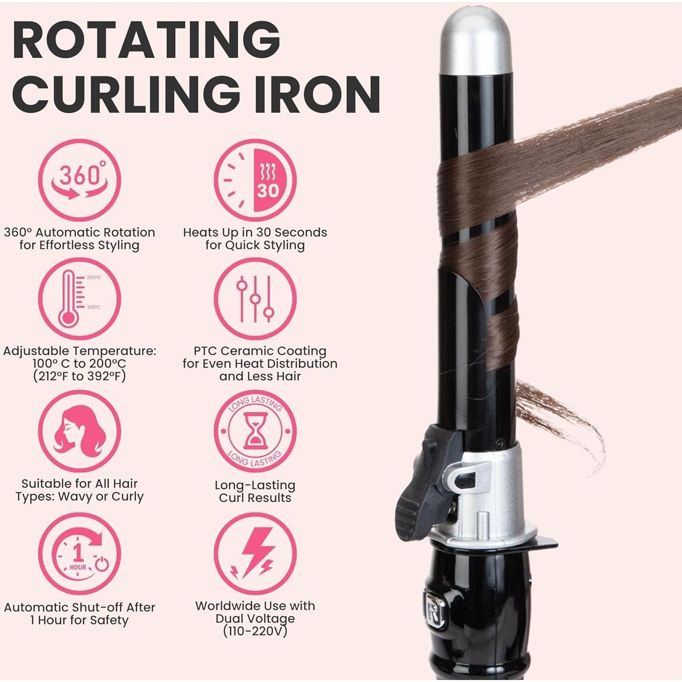 Plancha de Rizar Automática Honey Coco 1.1" (2.79 cm) LED