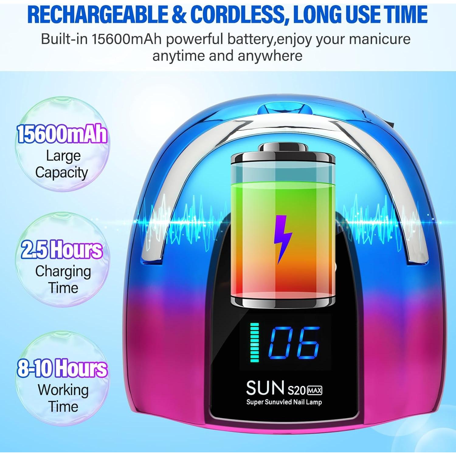 Lámpara de Uñas LED UV Nailshow 128W Inalámbrica Portátil