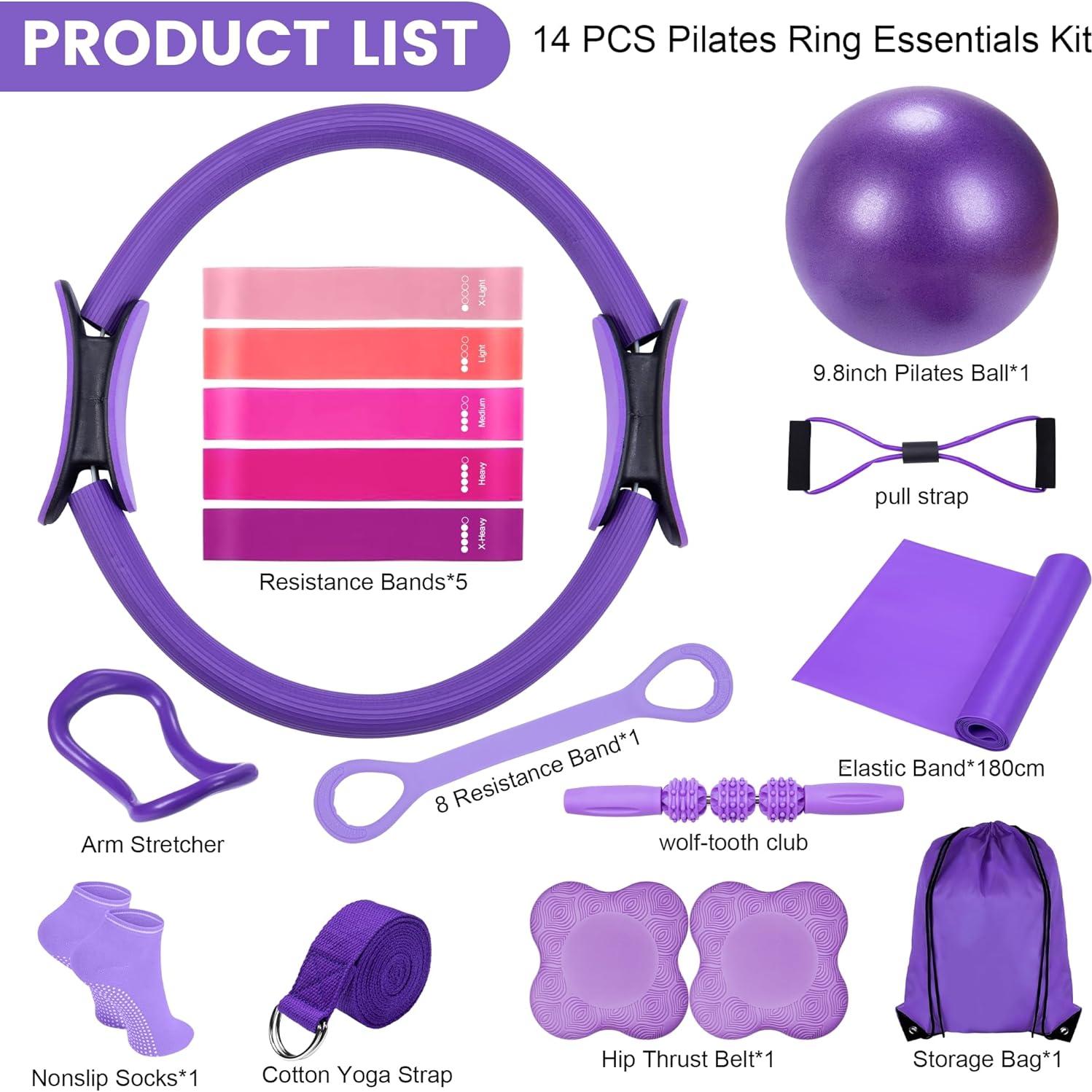 Conjunto de Fitness Pilates 17 Piezas SAMTKA - Anillo y Pelota