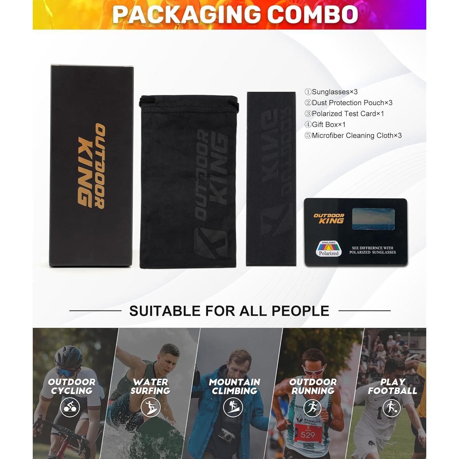 Gafas de Sol Polarizadas para Hombres OUTDOORKING UV400 - 3 Pack