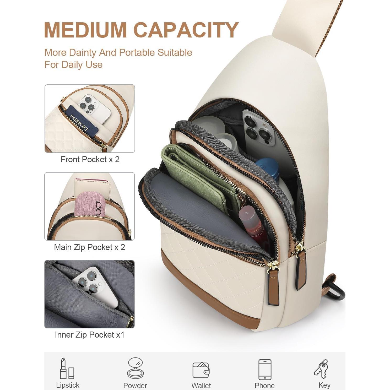 Bolso Cruzado Capolo Beige Mediano Impermeable Unisex