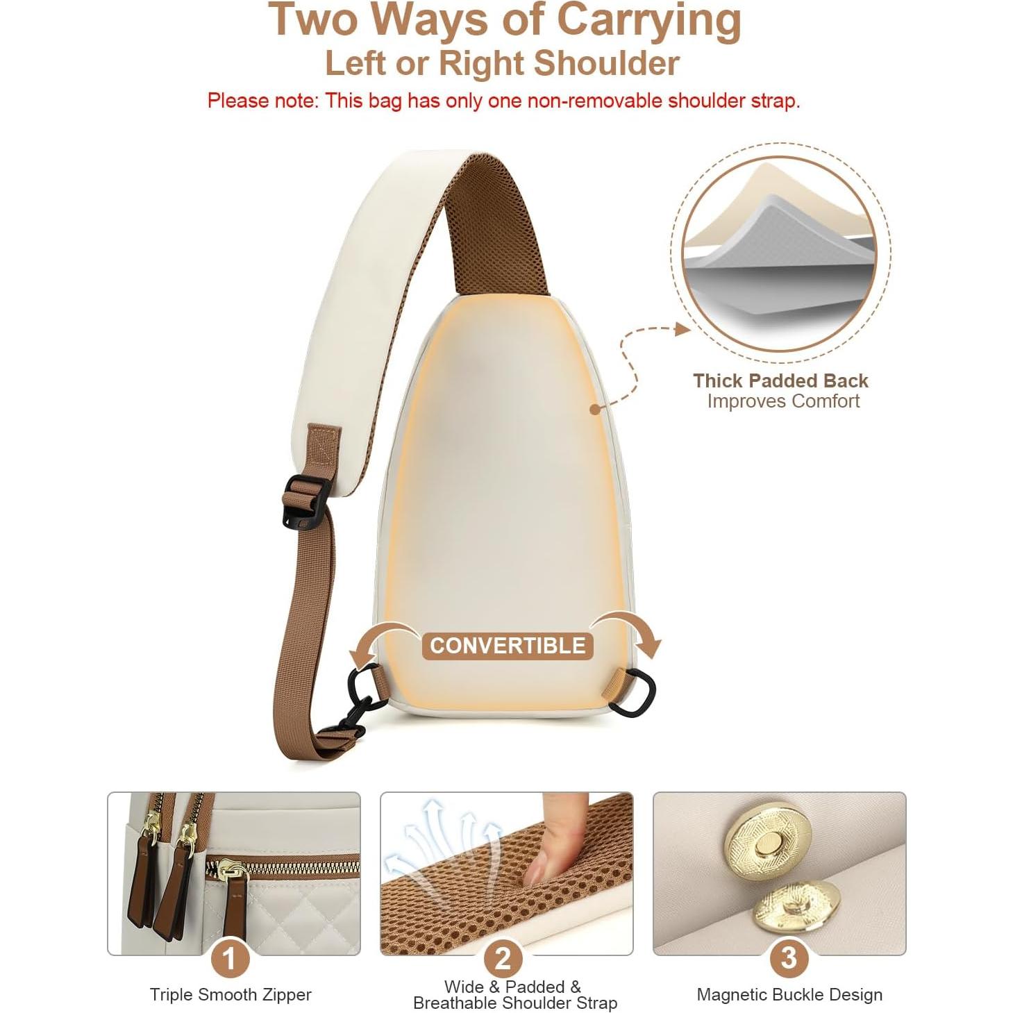 Bolso Cruzado Capolo Beige Mediano Impermeable Unisex