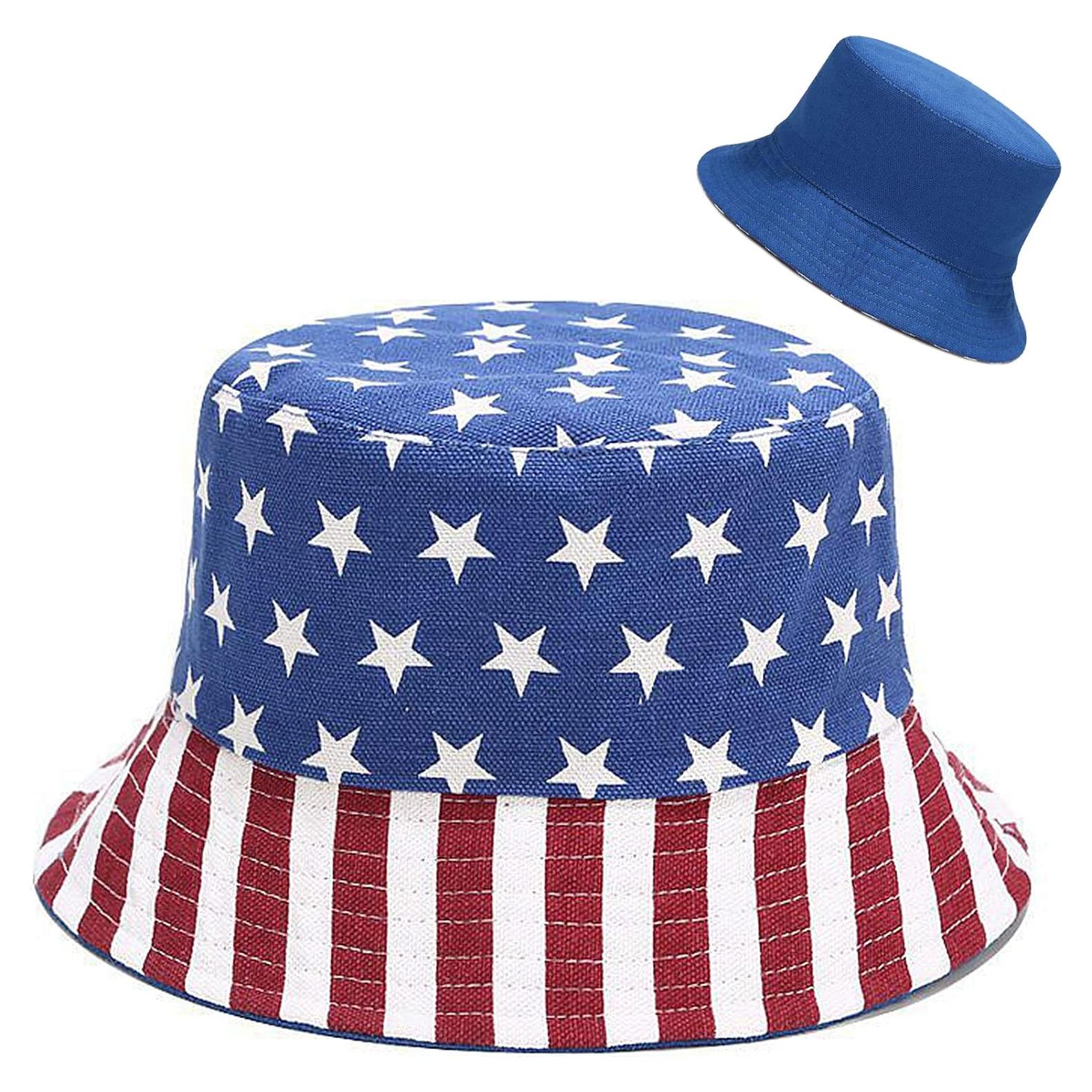 Sombrero de Cubo Reversible XYIYI Bandera Americana para Mujeres